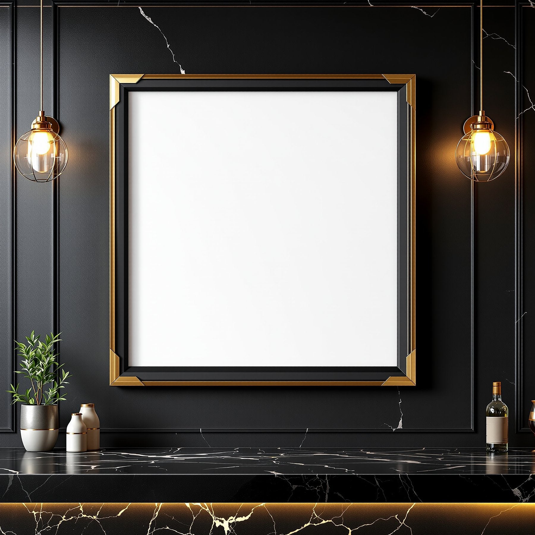 Black & Gold Frame Mockup — Blank Template #010 — bulkmockup Frame Template | Instant Download JPG | Commercial Use | MockupBulk