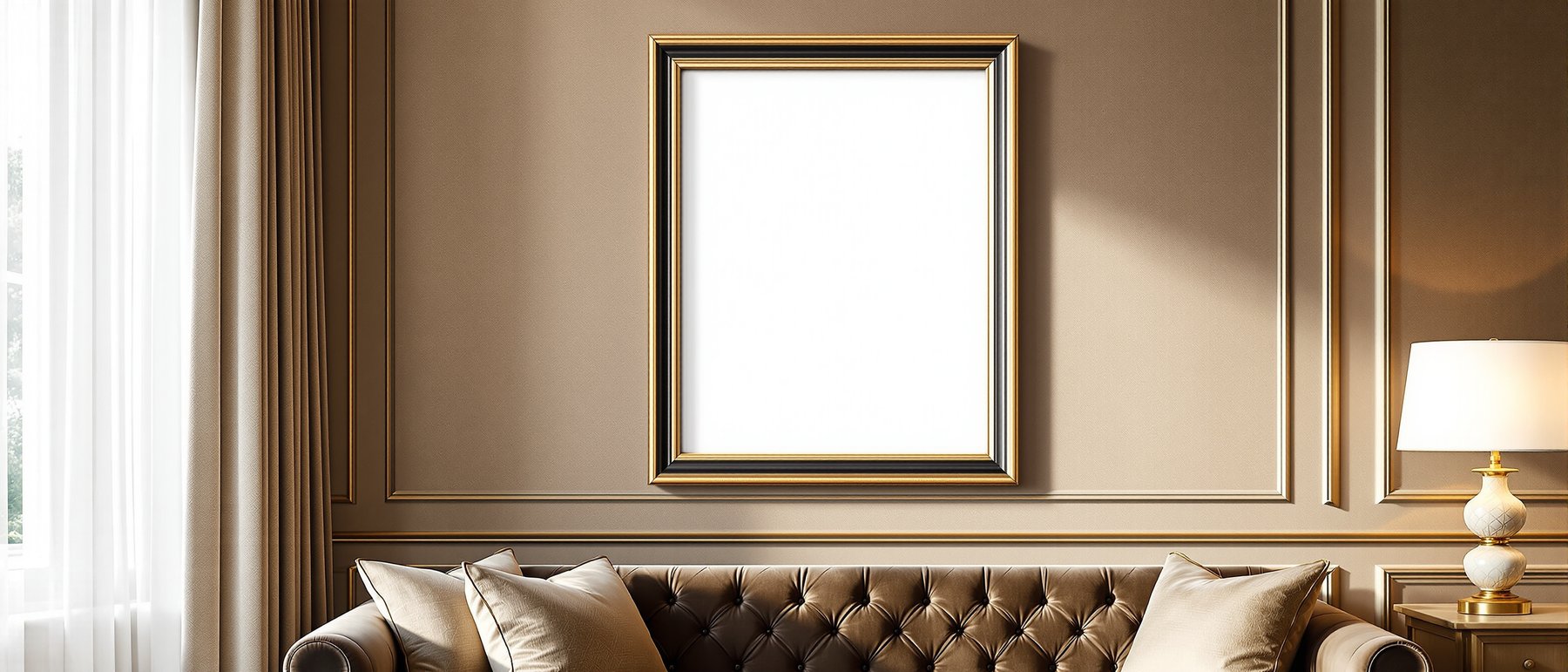 Blank Template #015 Black & Gold Frame Mockup | High-Resolution JPG | bulkmockup Template | For Etsy POD Print Sellers | MockupBulk