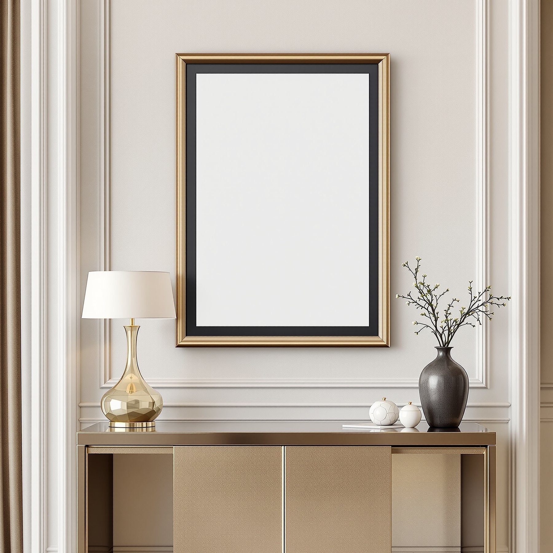 Blank Template #028 Black & Gold Frame Mockup | Empty Frame Mockup Template | JPG Digital Download | Commercial Licence | bulkmockup Shop
