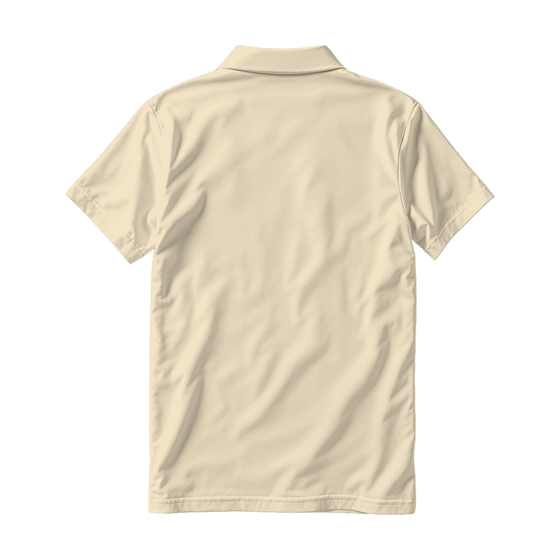 Mens Polo Shirt Mockup | Natural Relaxed Fit Back View — Print on Demand Mockup | High-Res JPG Download | Commercial Use Included | MockupBulk