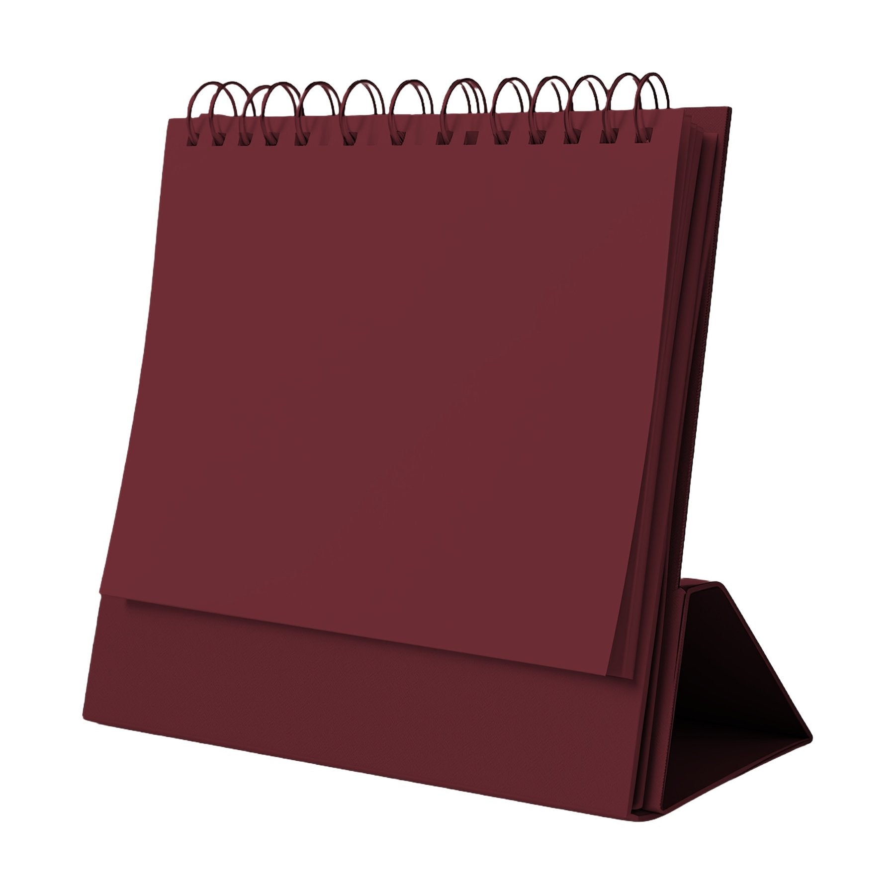 DeskCalendar Mockup, Burgundy Angle45 View | Shopify Etsy Mockup Template | High-Res JPG | Commercial Use Download | MockupBulk