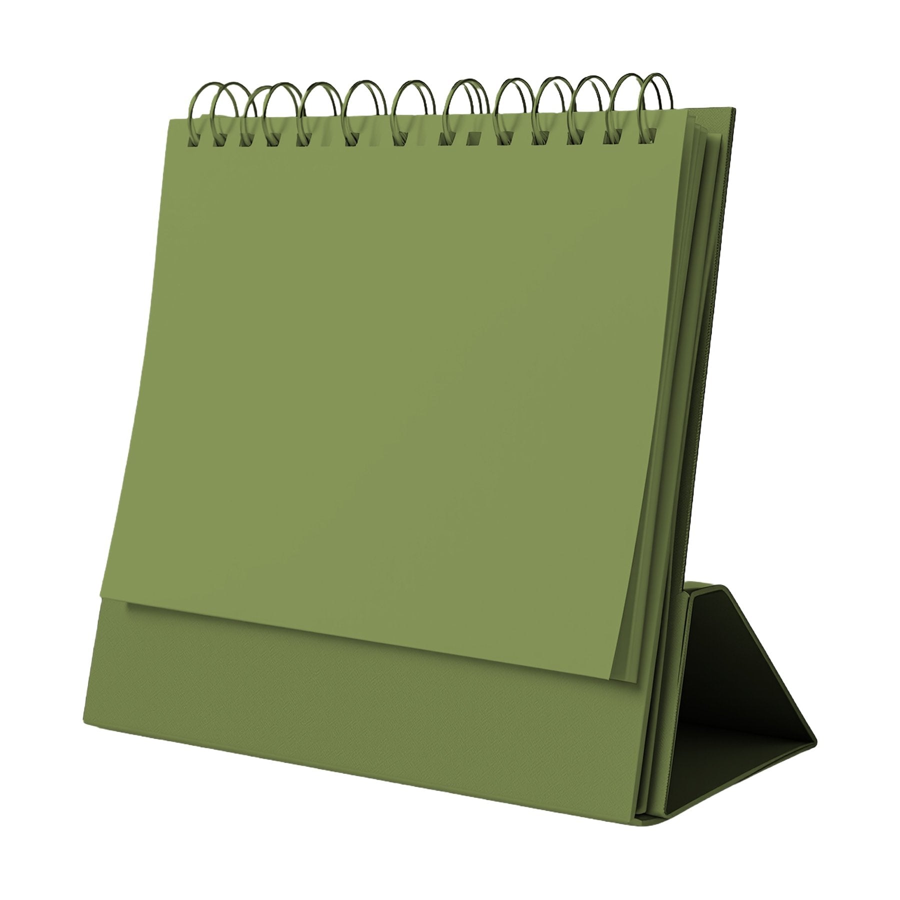 DeskCalendar Mockup | Moss Angle45 View — JPG Mockup Download | For POD Sellers Designers Etsy Shops | Commercial Use | MockupBulk