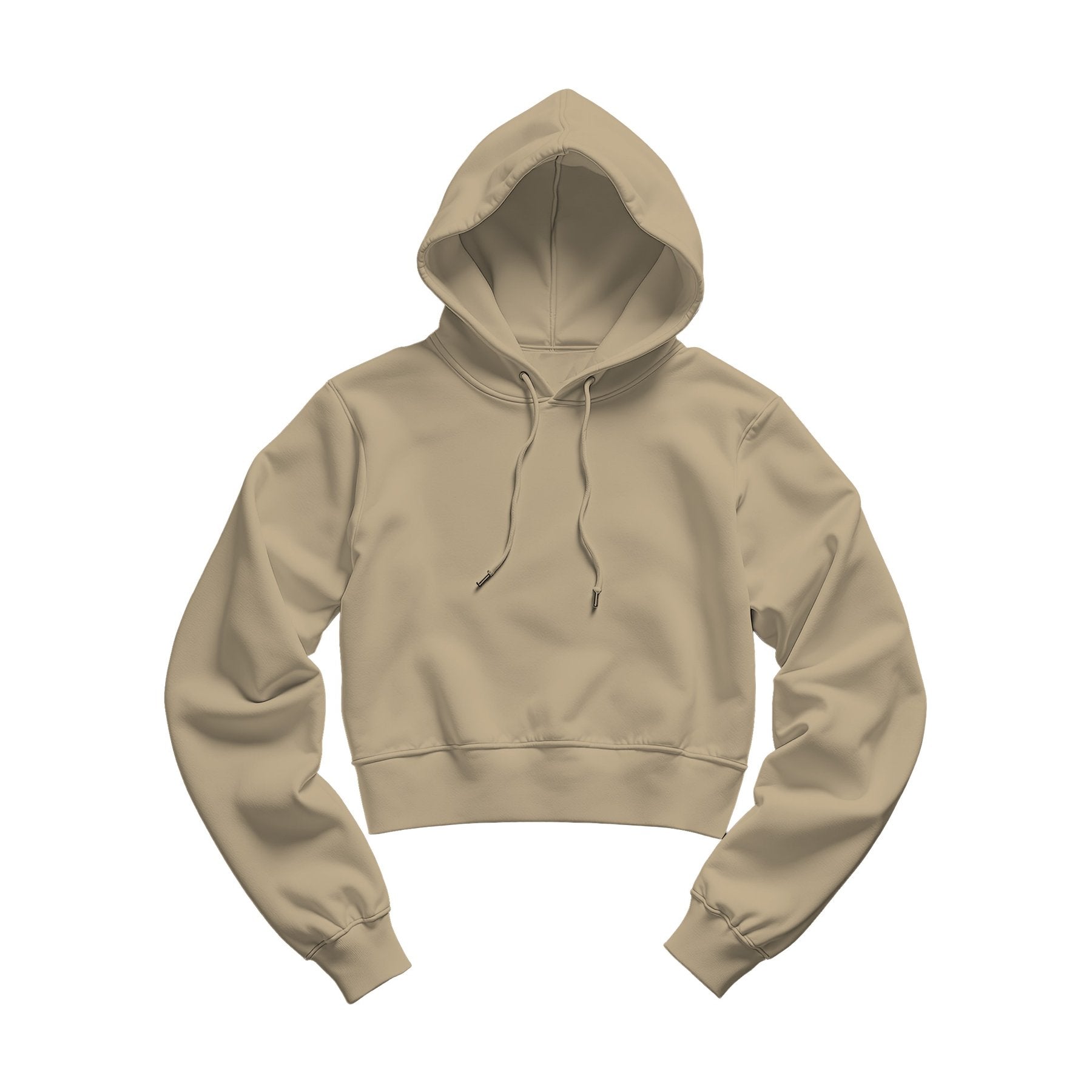 Womens Hoodie Mockup, Khaki Crop Fit | High Resolution JPG | POD Mockup Template | Commercial Use Download | MockupBulk