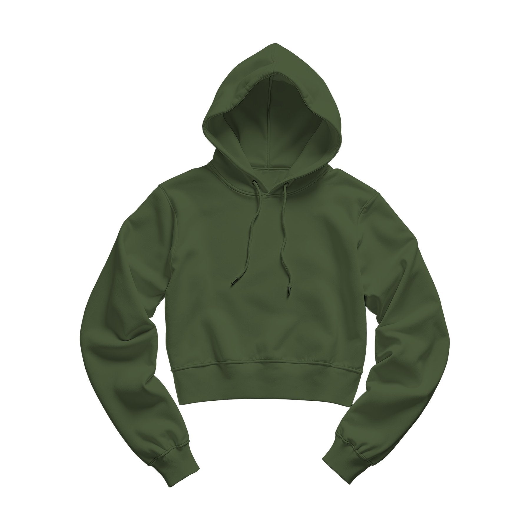 Womens Hoodie Mockup — Military Green Crop Fit — POD Print Mockup | Instant JPG Download | Commercial Licence Included | MockupBulk