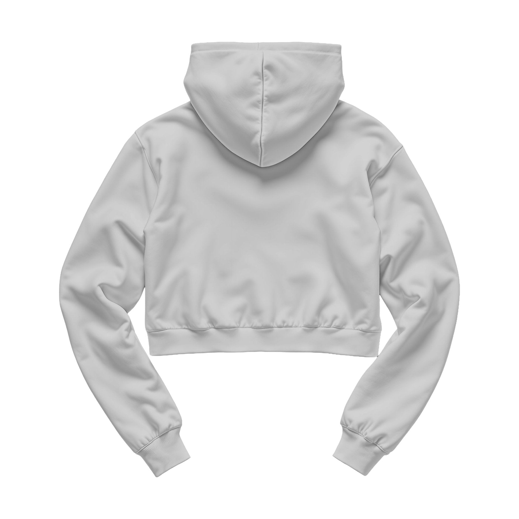 Womens Hoodie Mockup | Light Gray Crop Fit Back View | Digital Download Mockup | High-Resolution JPG | Commercial Use Included | MockupBulk