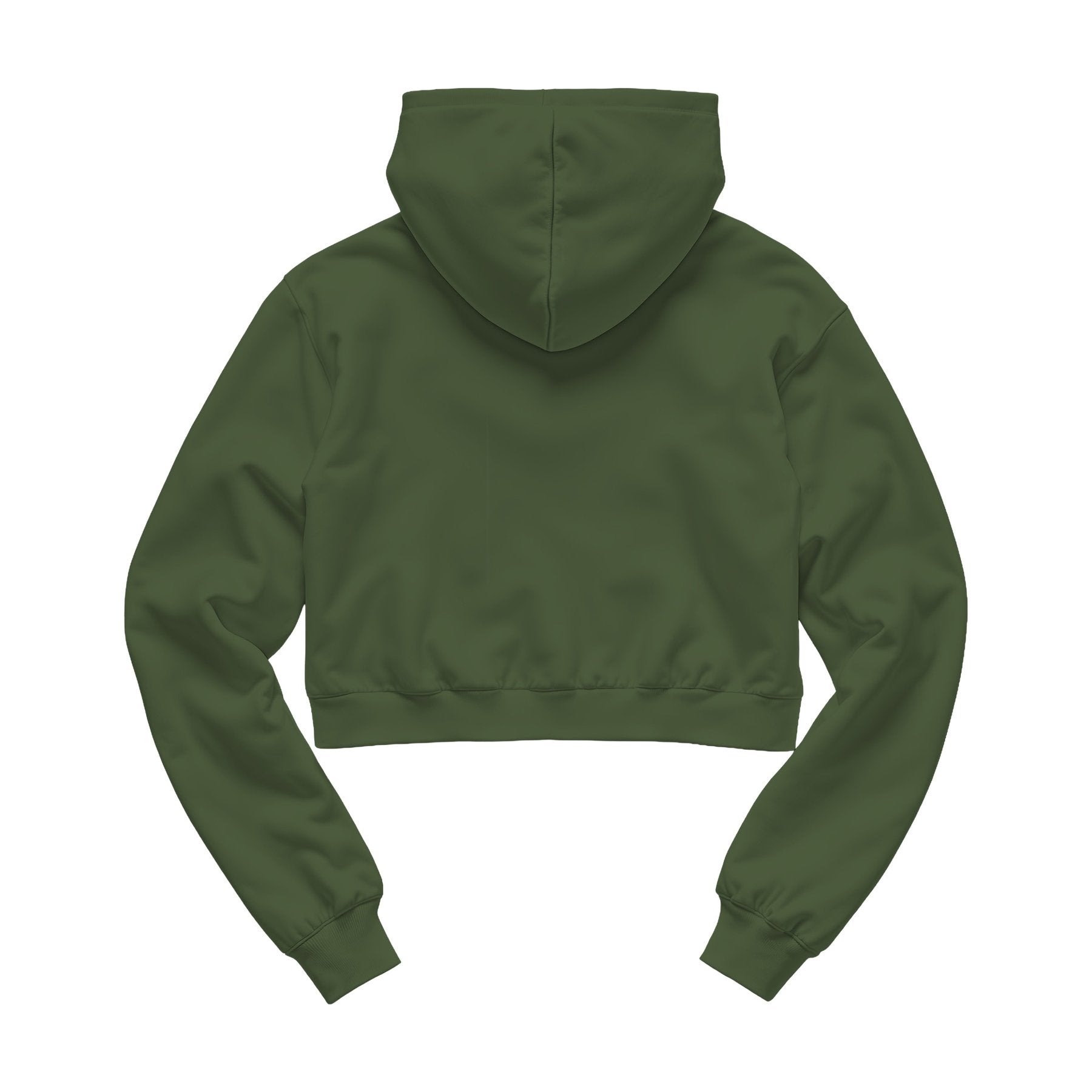 Womens Hoodie Mockup, Military Green Crop Fit Back View | Digital Download Mockup | High-Resolution JPG | Commercial Use Included | MockupBulk