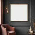 Art Deco Professional Frame Mockup — Plain Square Frame Square 1:1 — Elevated Angled View — #04591 | MockupBulk