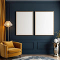 Art Deco Wall Art Mockup — Plain Square Frame Portrait 2:3 — Elevated Angled View — #04592 | MockupBulk
