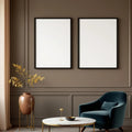 Art Deco Styled Room Mockup — Plain Square Frame Portrait 2:3 — Elevated Angled View — #04593 | MockupBulk