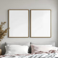 White Bedroom Editorial Room Mockup — Plain Square Frame Portrait 2:3 — Elevated Angled View — #04542 | MockupBulk