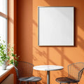 Cafe & Bar Premium Interior Mockup — Plain Square Frame Portrait 2:3 — Elevated Angled View — #04839 | MockupBulk