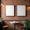 Cafe & Bar Styled Room Mockup — Plain Square Frame Portrait 2:3 — Elevated Angled View — #04840 | MockupBulk