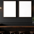 Cafe & Bar Interior Frame Mockup — Plain Square Frame Landscape 11x14 — Elevated Angled View — #04841 | MockupBulk