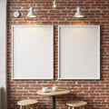 Cafe & Bar Room Scene Mockup — Plain Square Frame Portrait 5:7 — Elevated Angled View — #04843 | MockupBulk