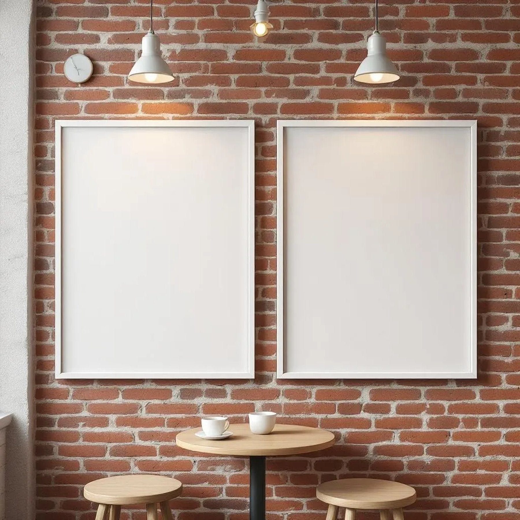 Cafe & Bar Room Scene Mockup — Plain Square Frame Portrait 5:7 — Elevated Angled View — #04843 | MockupBulk