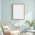 Coastal Room Scene Mockup — Plain Square Frame Portrait 2:3 — Elevated Angled View — #04640 | MockupBulk