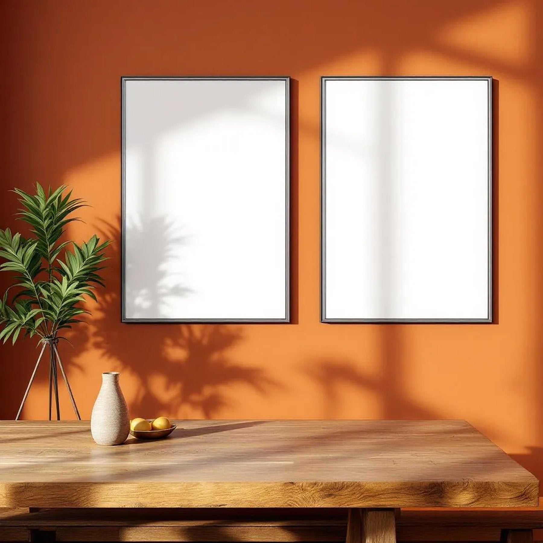 Dining Room Premium Interior Mockup — Plain Square Frame Portrait 2:3 — Elevated Angled View — #04767 | MockupBulk