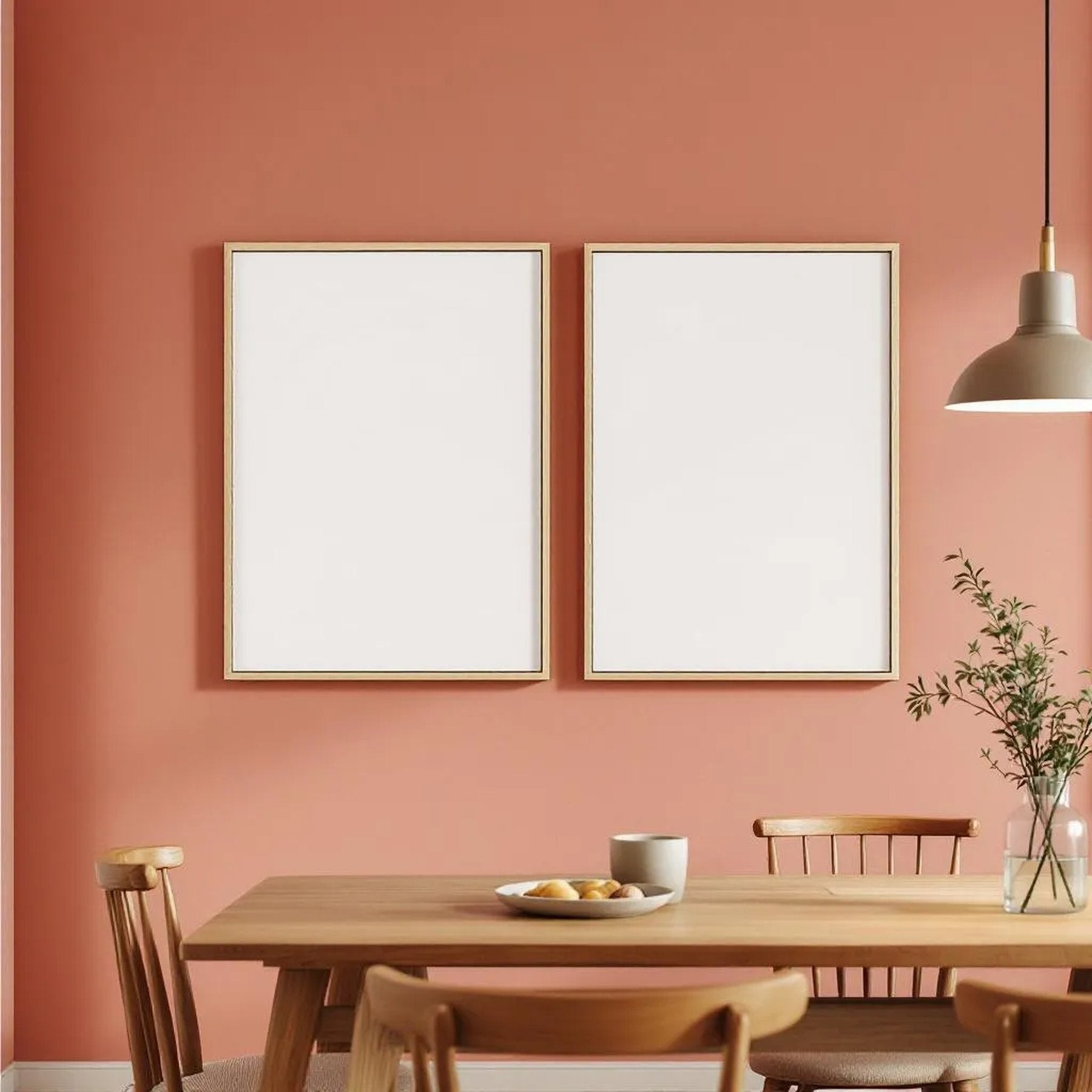 Dining Room Premium Interior Mockup — Plain Square Frame A-Series (A4 / A3) — Elevated Angled View — #04768 | MockupBulk