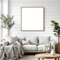 Farmhouse High-Res Frame Mockup — Plain Square Frame Square 1:1 — Elevated Angled View — #04966 | MockupBulk