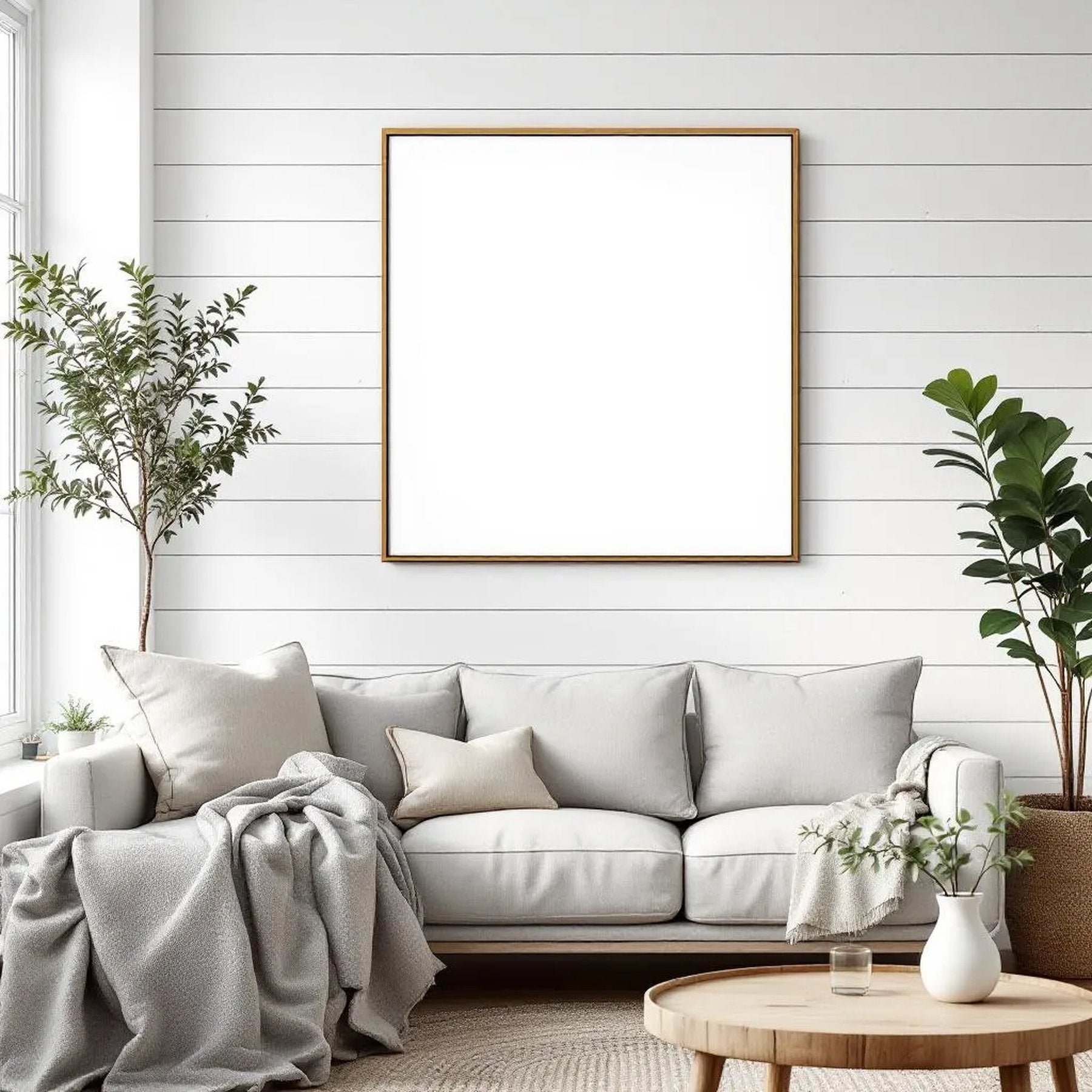 Farmhouse High-Res Frame Mockup — Plain Square Frame Square 1:1 — Elevated Angled View — #04966 | MockupBulk