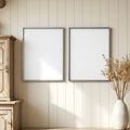 Farmhouse Room Scene Mockup — Plain Square Frame Portrait 2:3 — Elevated Angled View — #04967 | MockupBulk