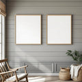 Farmhouse Frame Display Mockup — Plain Square Frame Portrait 2:3 — Elevated Angled View — #04968 | MockupBulk