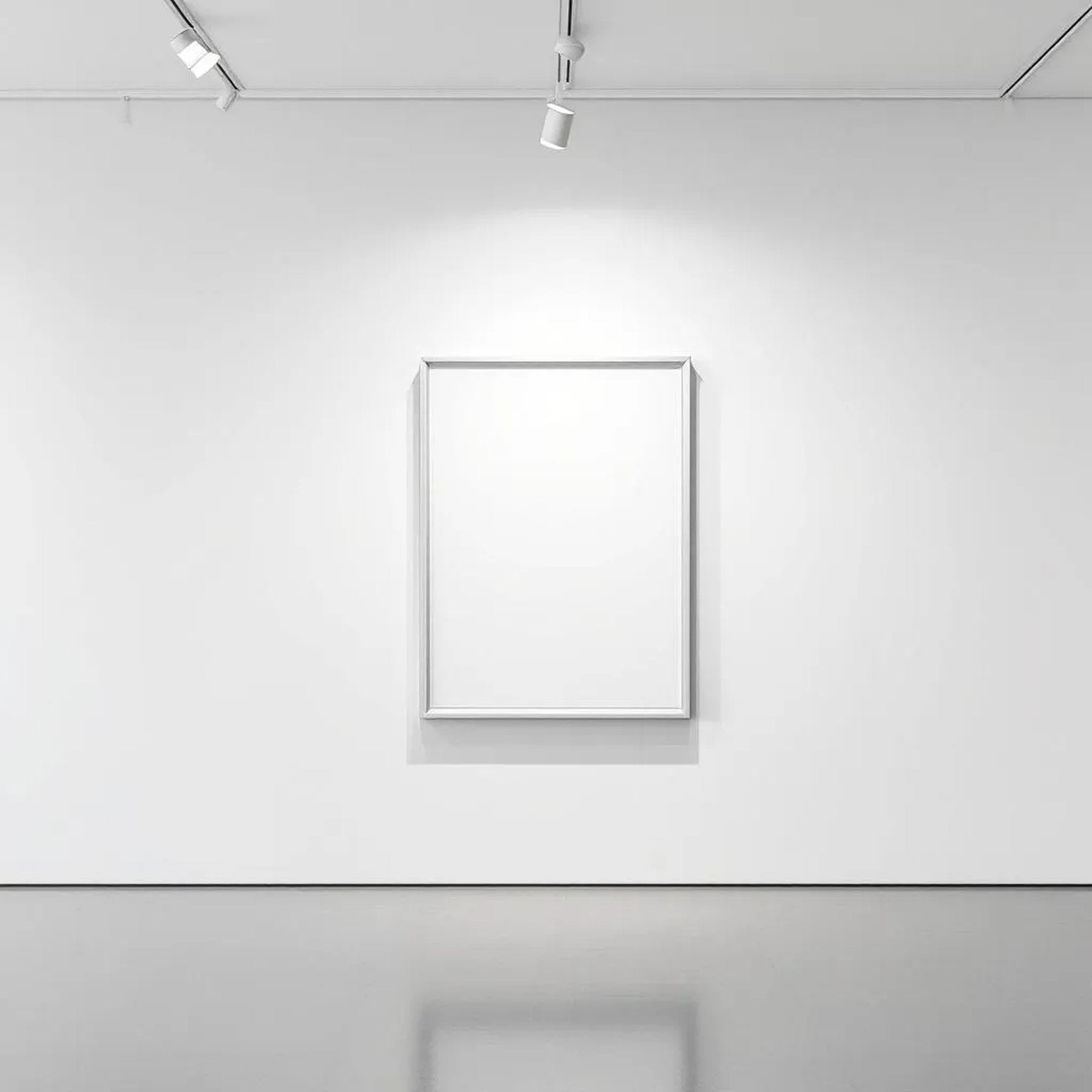 White Gallery Wall Premium Interior Mockup — Plain Square Frame Square 1:1 — Elevated Angled View — #04615 | MockupBulk