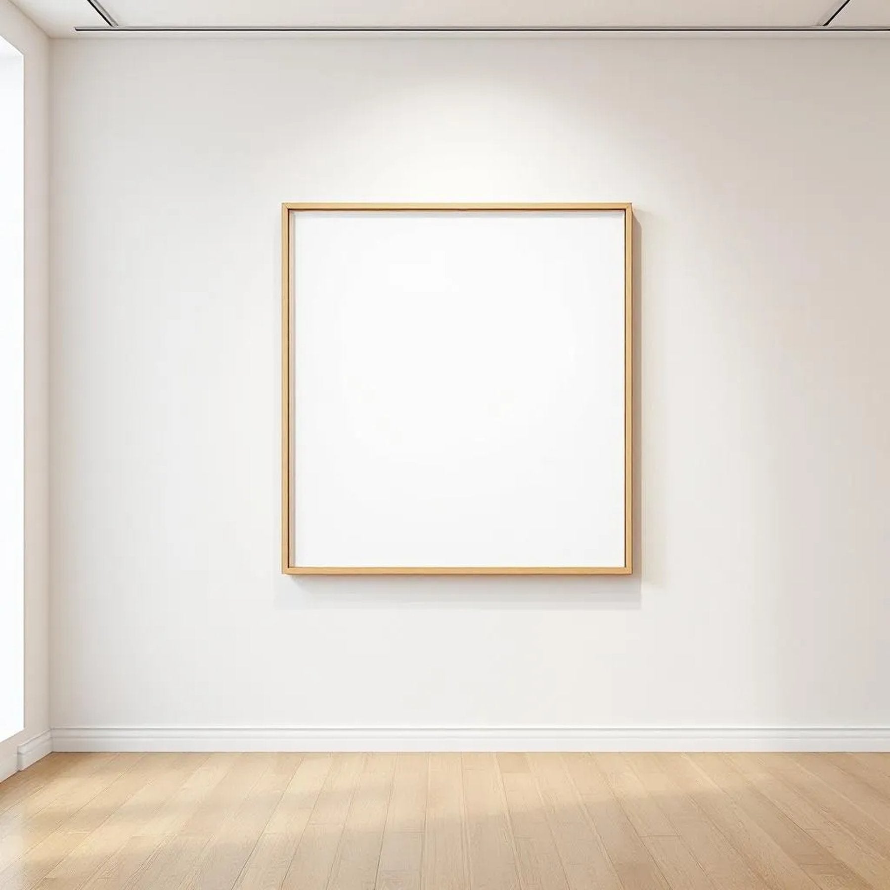 White Gallery Wall High-Res Frame Mockup — Plain Square Frame Square 1:1 — Elevated Angled View — #04616 | MockupBulk