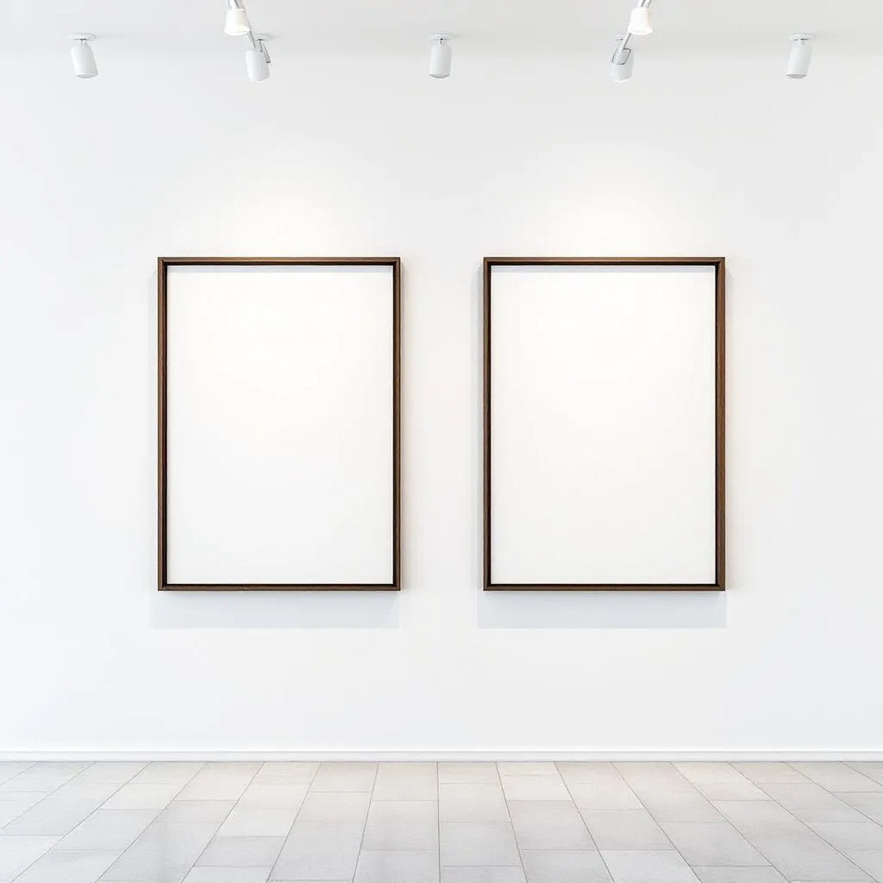 White Gallery Wall Room Scene Mockup — Plain Square Frame Square 1:1 — Elevated Angled View — #04617 | MockupBulk