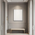 Hallway Premium Interior Mockup — Plain Square Frame Portrait 2:3 — Elevated Angled View — #04739 | MockupBulk
