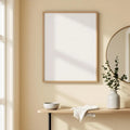 Hallway Professional Frame Mockup — Plain Square Frame Portrait 2:3 — Elevated Angled View — #04740 | MockupBulk