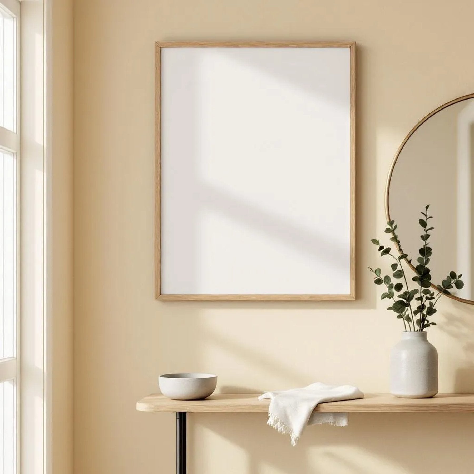 Hallway Professional Frame Mockup — Plain Square Frame Portrait 2:3 — Elevated Angled View — #04740 | MockupBulk