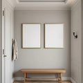 Hallway Styled Room Mockup — Plain Square Frame Portrait 5:7 — Elevated Angled View — #04742 | MockupBulk
