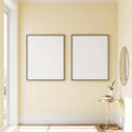 Hallway Styled Room Mockup — Plain Square Frame Portrait 2:3 — Elevated Angled View — #04743 | MockupBulk