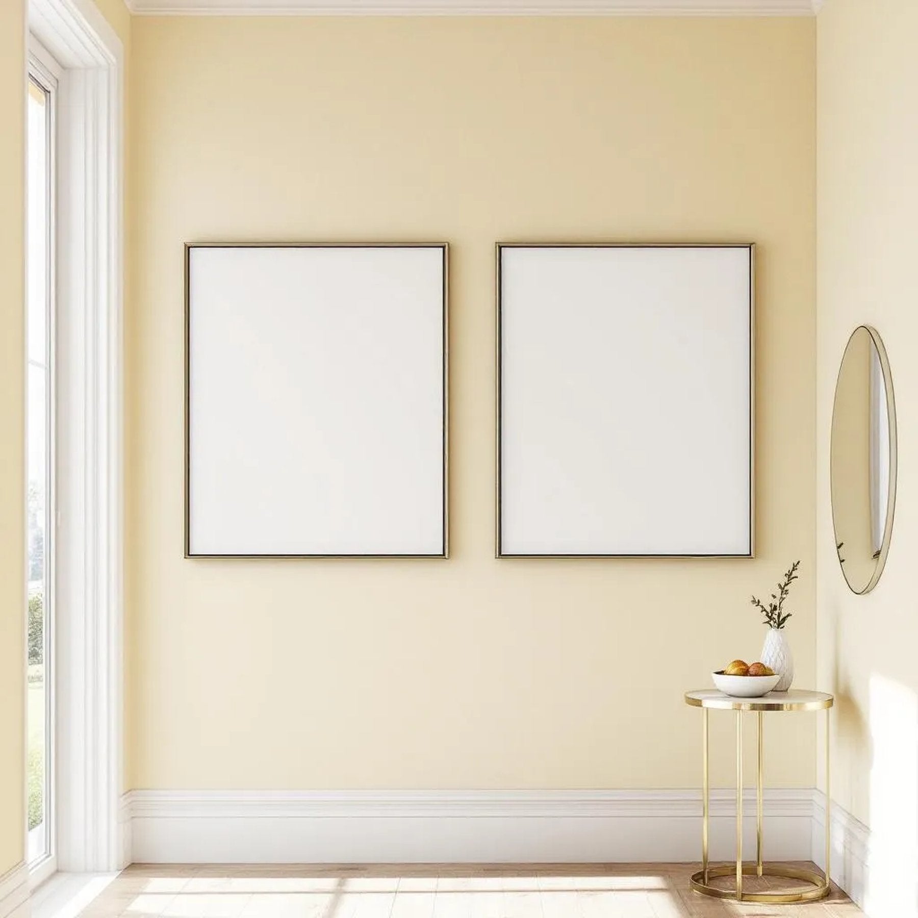 Hallway Styled Room Mockup — Plain Square Frame Portrait 2:3 — Elevated Angled View — #04743 | MockupBulk