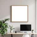 Home Office Premium Interior Mockup — Plain Square Frame Portrait 4:5 — Elevated Angled View — #04716 | MockupBulk