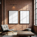 Industrial Loft Lifestyle Frame Mockup — Plain Square Frame Portrait 2:3 — Elevated Angled View — #04517 | MockupBulk