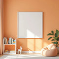 Kids Room Wall Art Mockup — Plain Square Frame Portrait 2:3 — Elevated Angled View — #04691 | MockupBulk