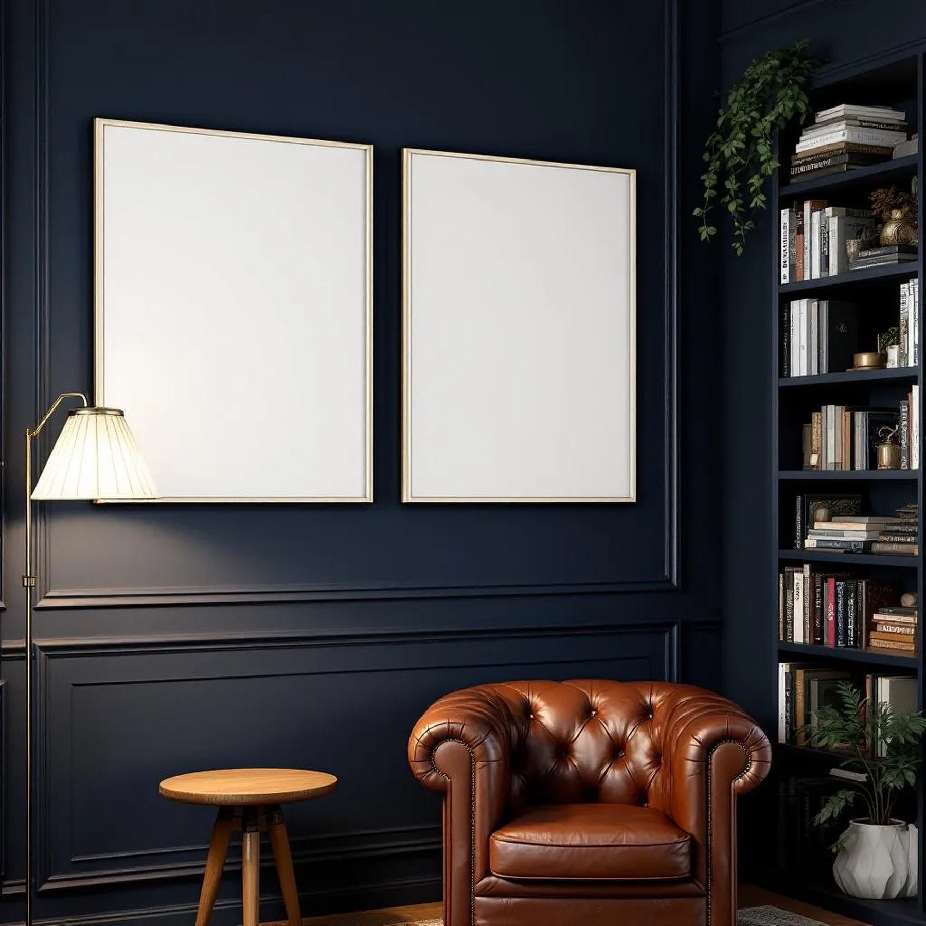 Library & Study Professional Frame Mockup — Plain Square Frame A-Series (A4 / A3) — Elevated Angled View — #04867 | MockupBulk
