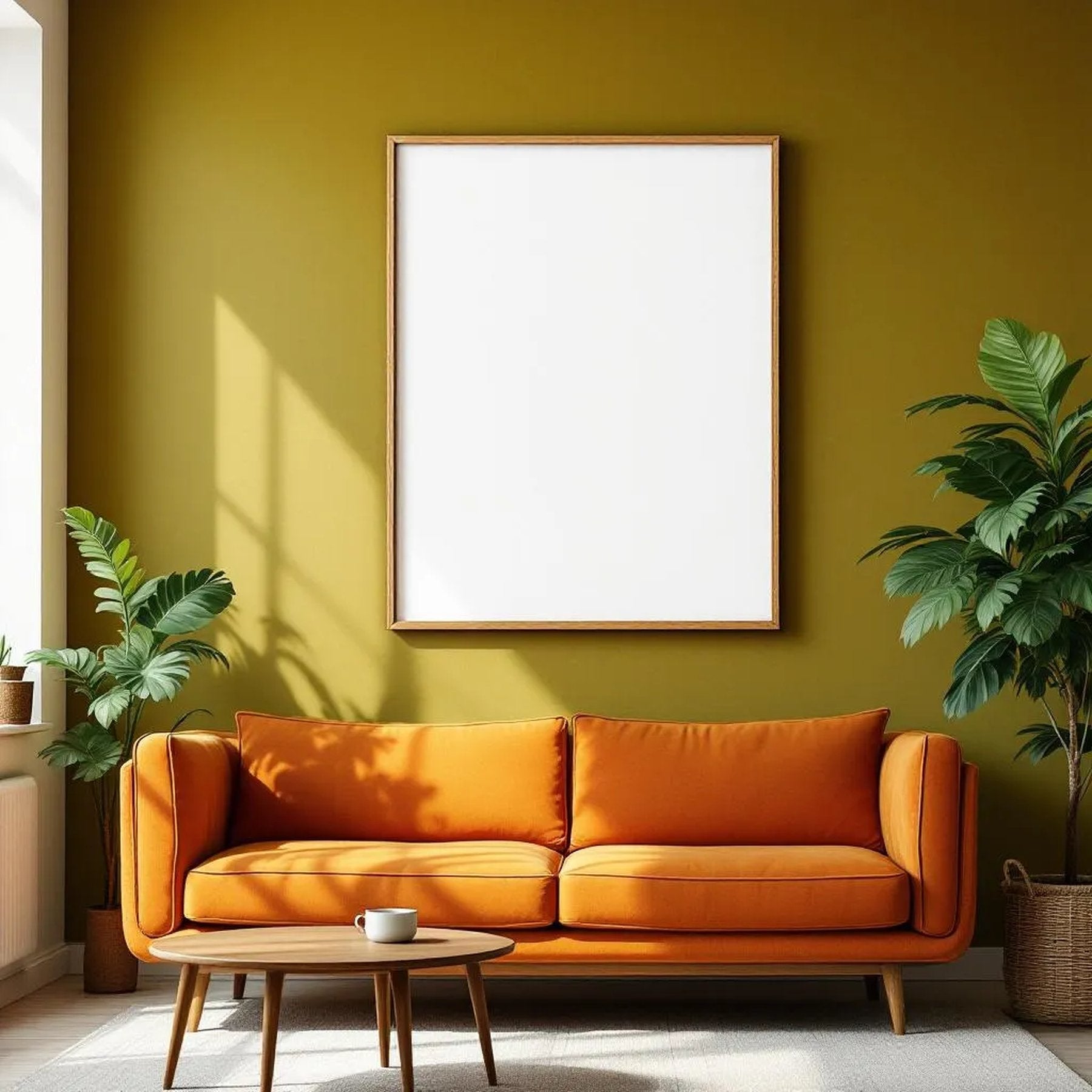 Mid-Century Modern Wall Art Mockup — Plain Square Frame Portrait 2:3 — Elevated Angled View — #04940 | MockupBulk