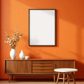 Mid-Century Modern High-Res Frame Mockup — Plain Square Frame A-Series (A4 / A3) — Elevated Angled View — #04941 | MockupBulk