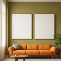 Mid-Century Modern Frame Display Mockup — Plain Square Frame Landscape 11x14 — Elevated Angled View — #04943 | MockupBulk