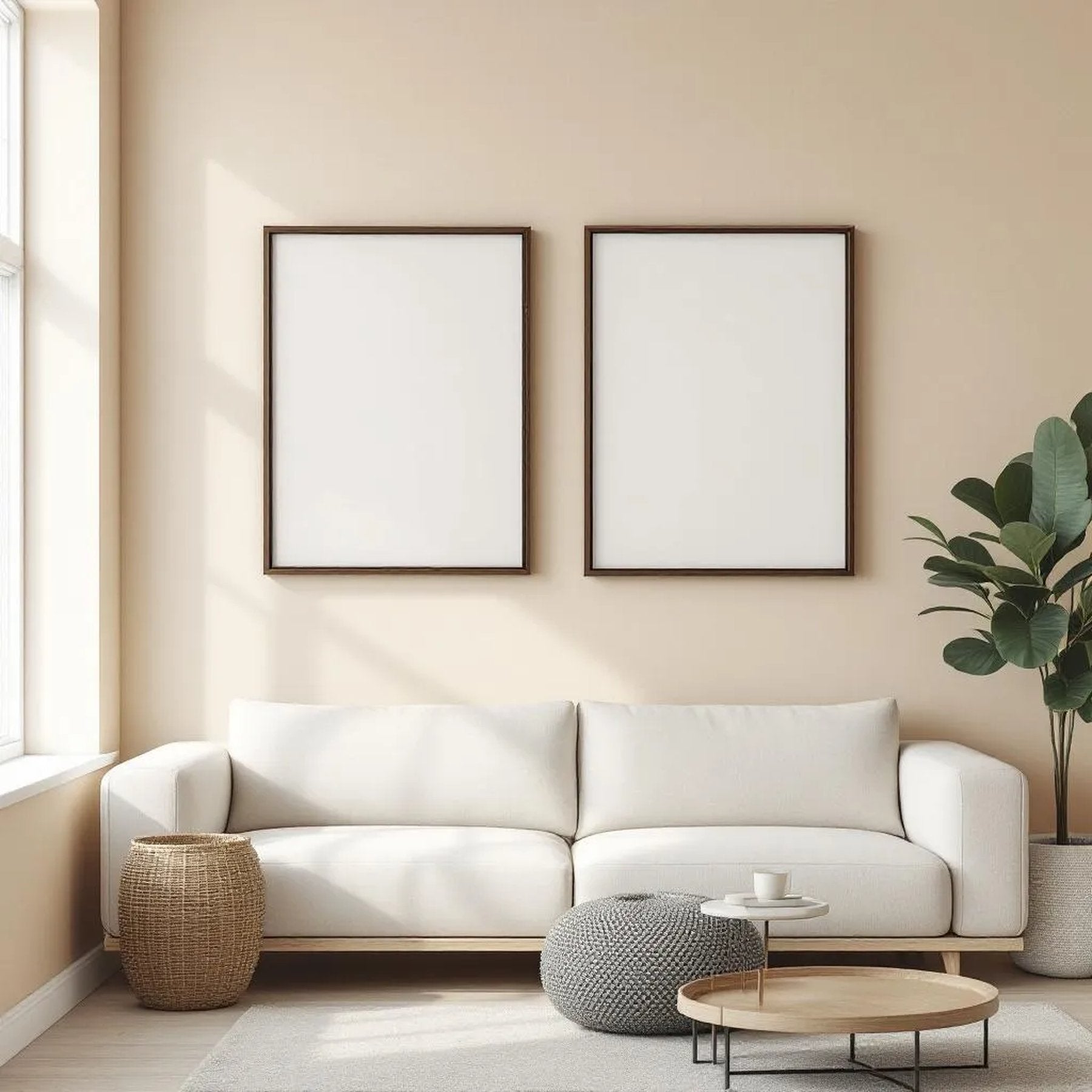 Minimalist White Frame Display Mockup — Plain Square Frame Portrait 2:3 — Elevated Angled View — #04465 | MockupBulk
