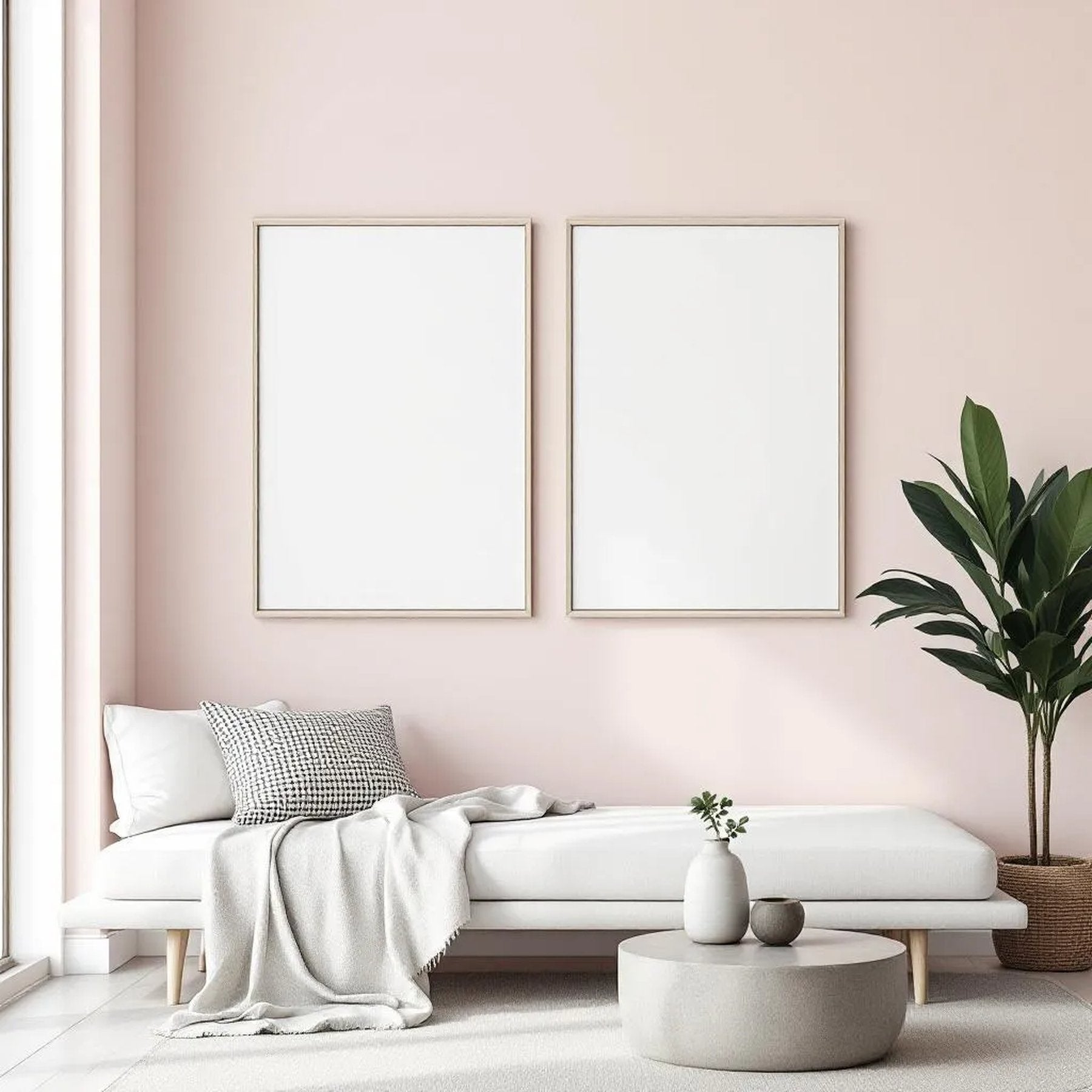Minimalist White Lifestyle Frame Mockup — Plain Square Frame Portrait 2:3 — Elevated Angled View — #04467 | MockupBulk