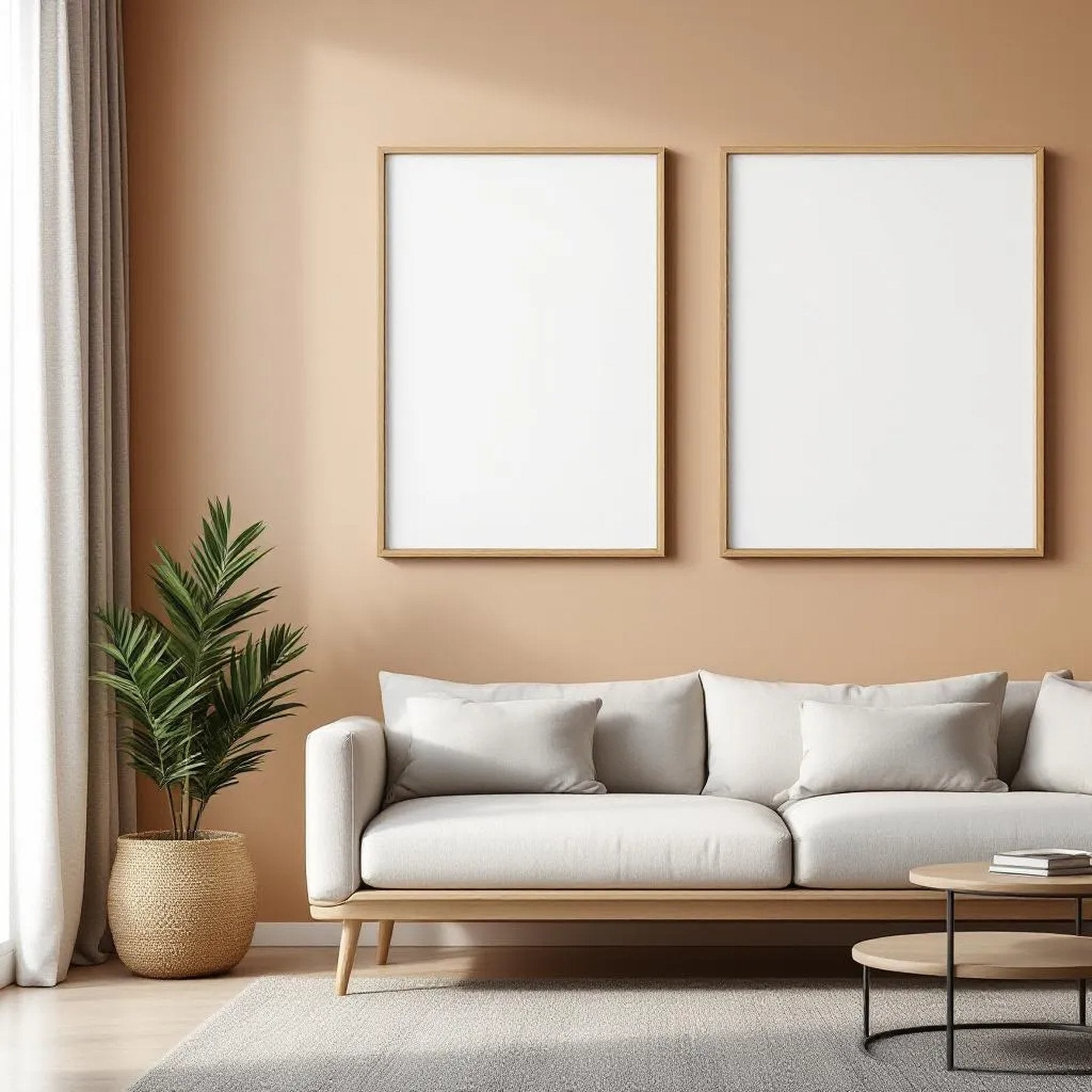 Minimalist White Room Scene Mockup — Plain Square Frame Portrait 2:3 — Elevated Angled View — #04468 | MockupBulk