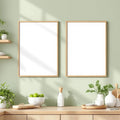 Modern Kitchen Styled Room Mockup — Plain Square Frame Portrait 2:3 — Elevated Angled View — #04892 | MockupBulk