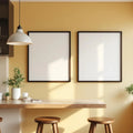 Modern Kitchen Styled Room Mockup — Plain Square Frame Portrait 4:5 — Elevated Angled View — #04893 | MockupBulk