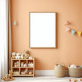 Nursery Professional Frame Mockup — Plain Square Frame Portrait 2:3 — Elevated Angled View — #04664 | MockupBulk