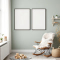 Nursery Styled Room Mockup — Plain Square Frame Portrait 2:3 — Elevated Angled View — #04665 | MockupBulk