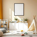 Nursery Interior Frame Mockup — Plain Square Frame Portrait 2:3 — Elevated Angled View — #04666 | MockupBulk